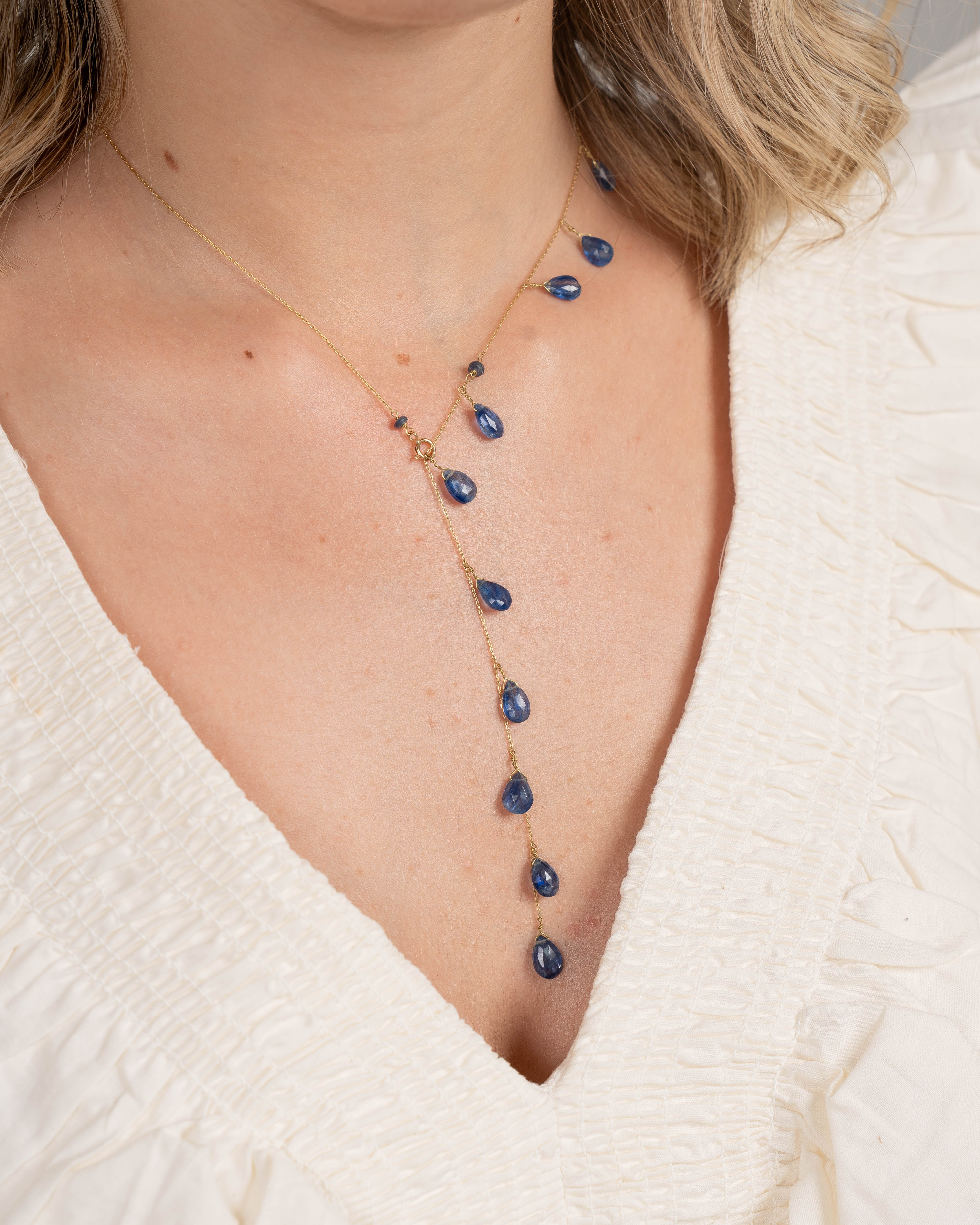 Asymmetrical Blue Semi Precious Stone Necklace