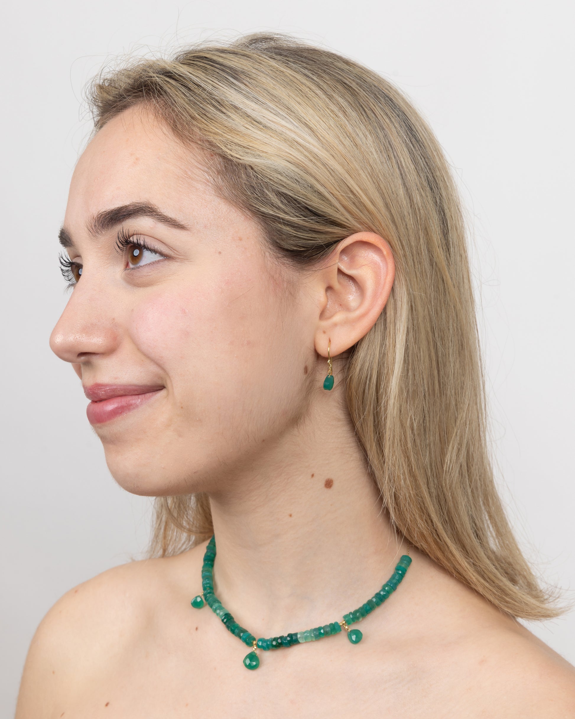 Green Semi Precious Earrings
