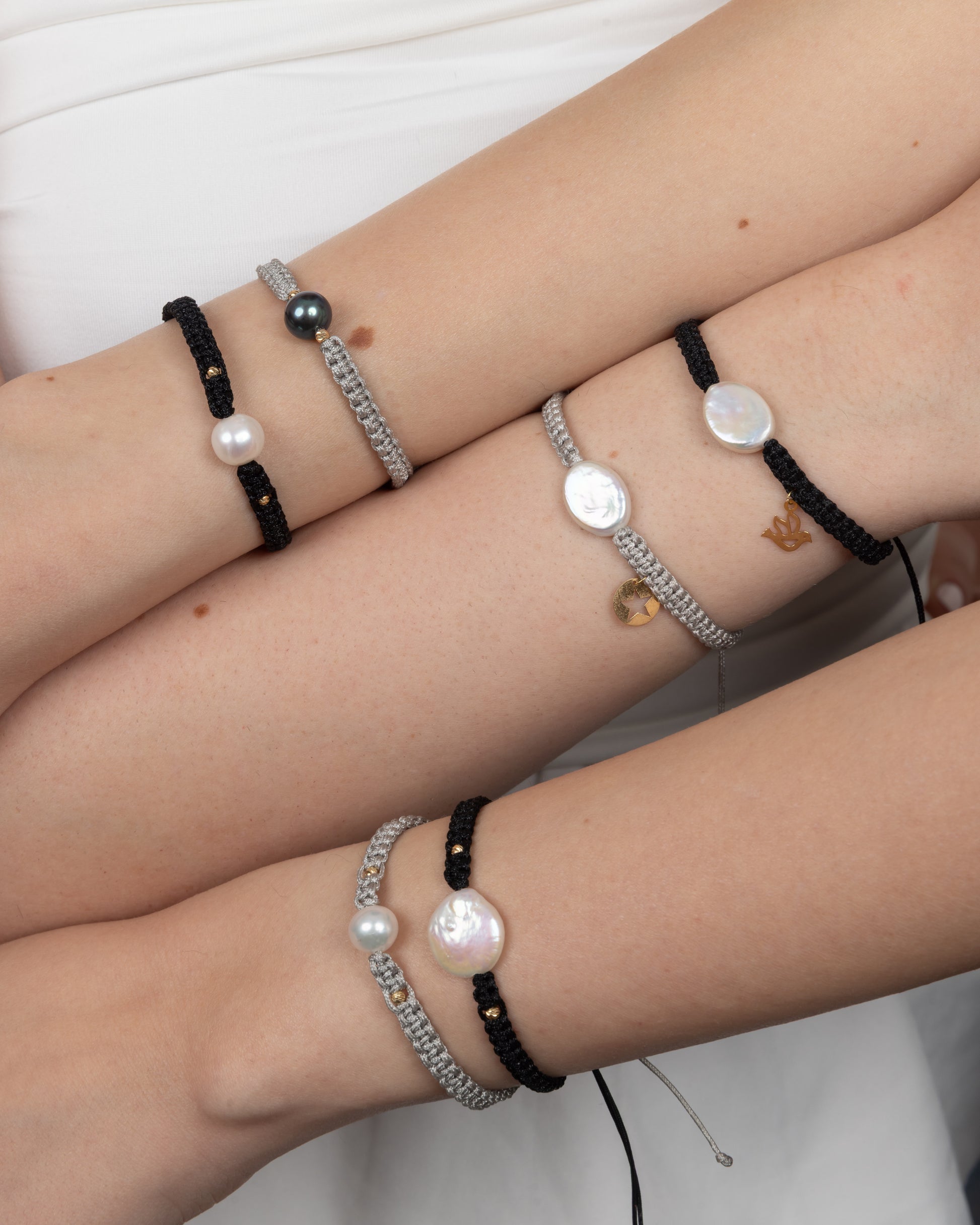 Pearl & Gold Charm Bracelet
