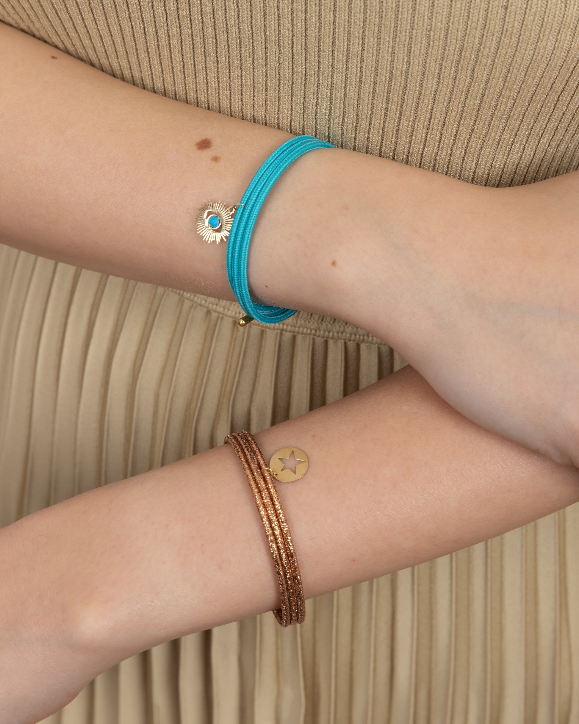 Gold & Turquoise Charm On Magnetic Wrap Around