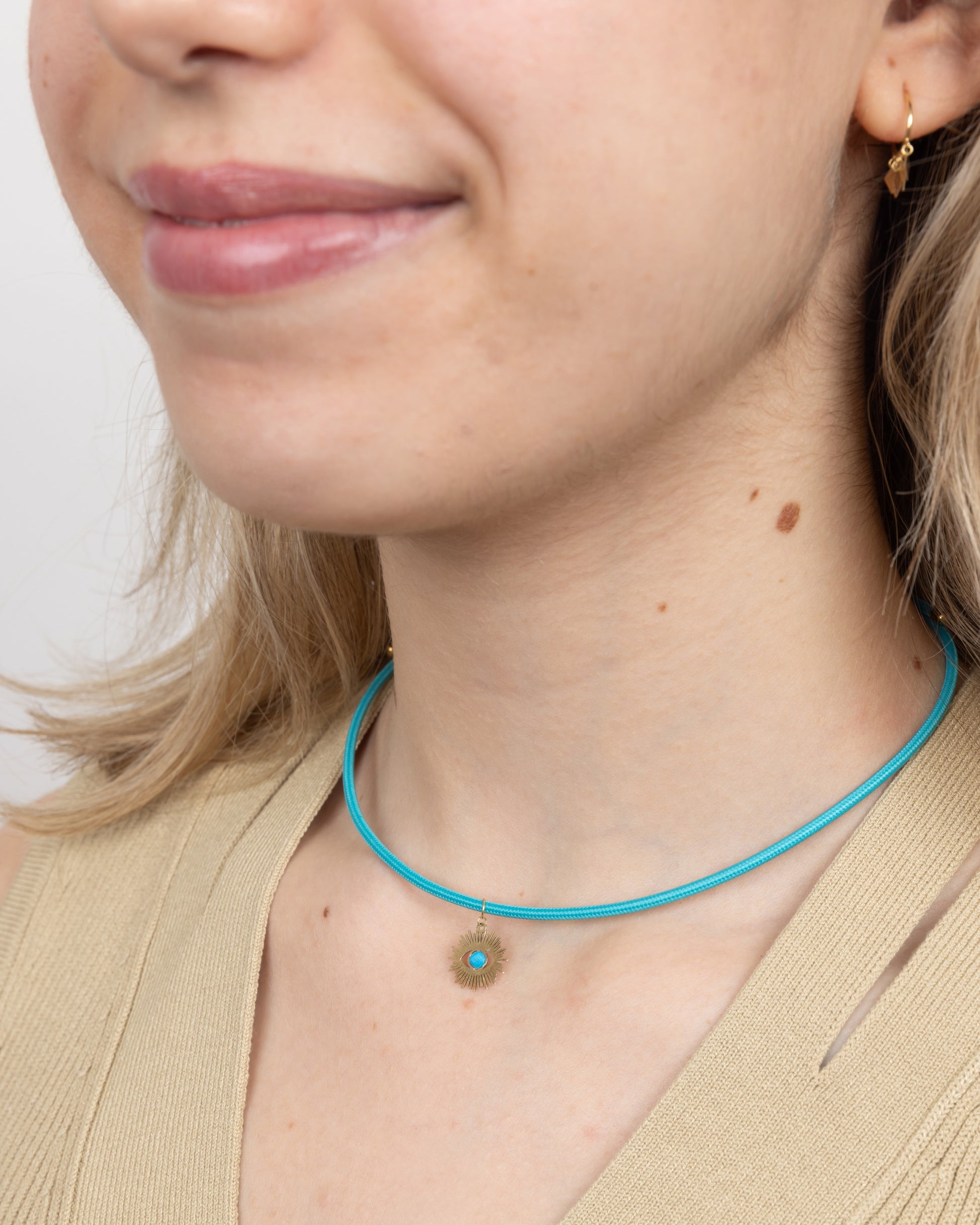 Gold & Turquoise Charm On Magnetic Wrap Around